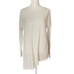 J. McLaughlin Small Tunic Top White Solid Long Sleeve Asymmetrical Cotton